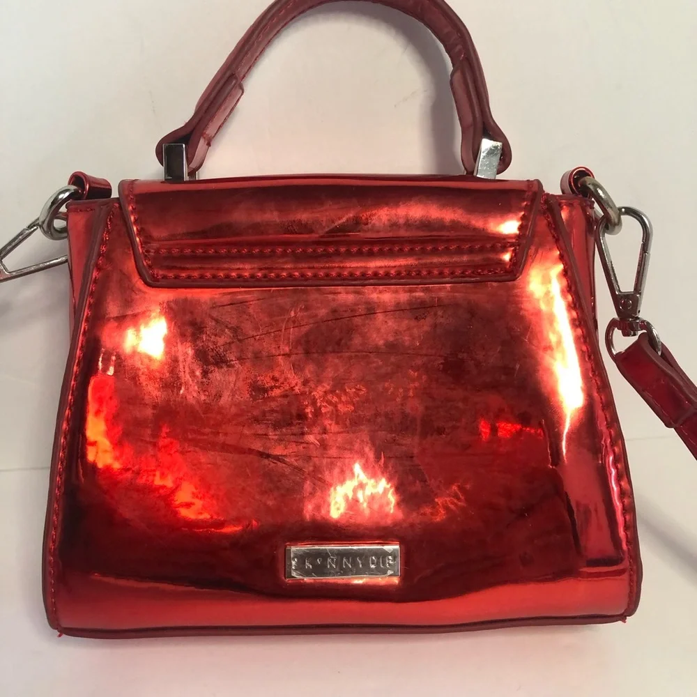 Skinny Dip Shiny Small Red Handbag. Coca-Cola Inner Lining. Magnet Closure. - Picture 3 of 9